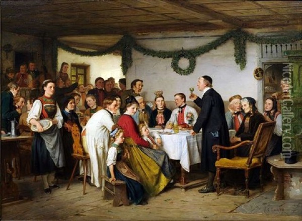 Schwabisches Hochzeitsmahl Oil Painting - Carl Johann Lasch