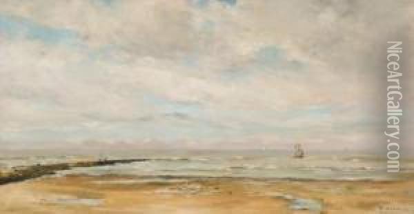 Plage Et Mer Heyst Oil Painting - Louis Artan De Saint-Martin
