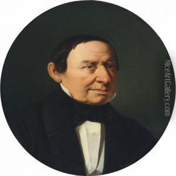 Male Portrait Oil Painting - Christian Andreas Schleisner