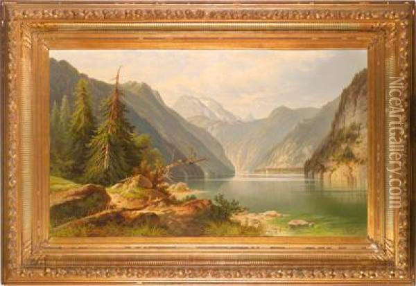 Blick Auf Denkonigssee Oil Painting - Josef Mahorcig