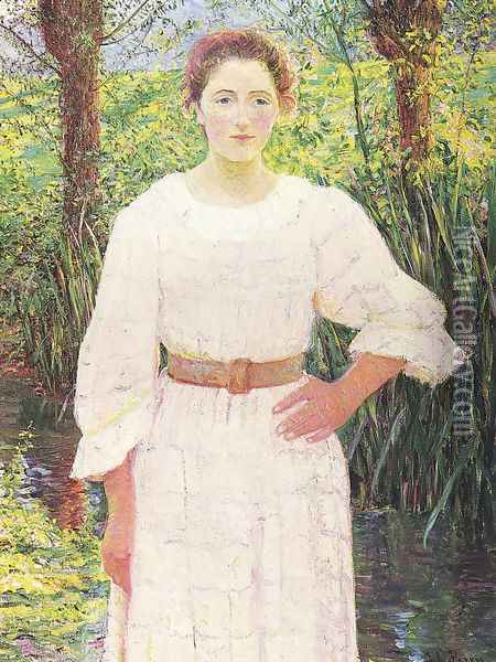 By the Brook, Giverny, France (1909) Oil Painting - Lilla Calbot Perry
