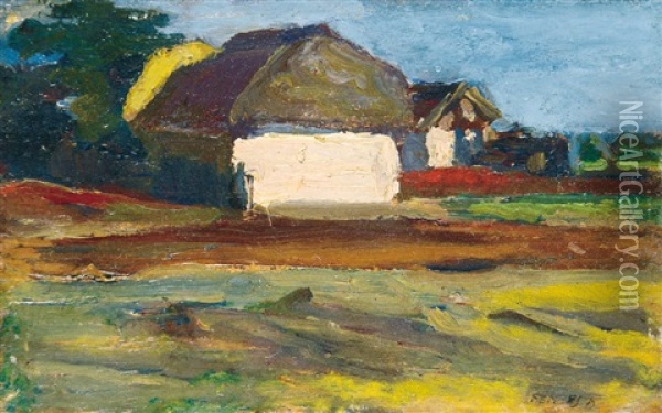 On The Farm Oil Painting - Adolf Fenyes