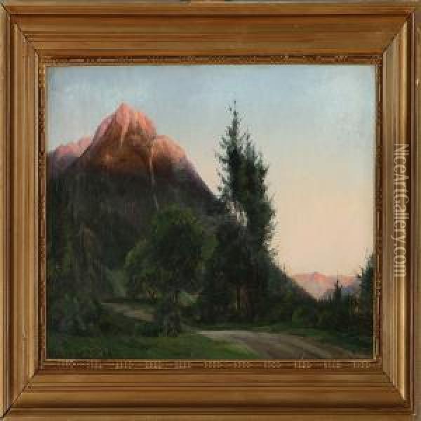 Evening Atmosphere Inthe Tyrol Oil Painting - Johannes Boesen