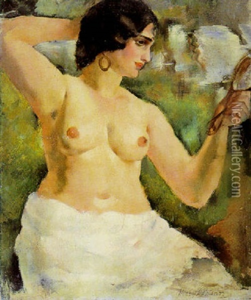 Baigneuse Au Miroir Oil Painting - Henri Ottmann