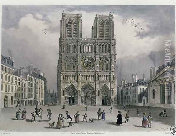 Notre-Dame cathedral, 1832 Oil Painting - Bernhard Schmidt