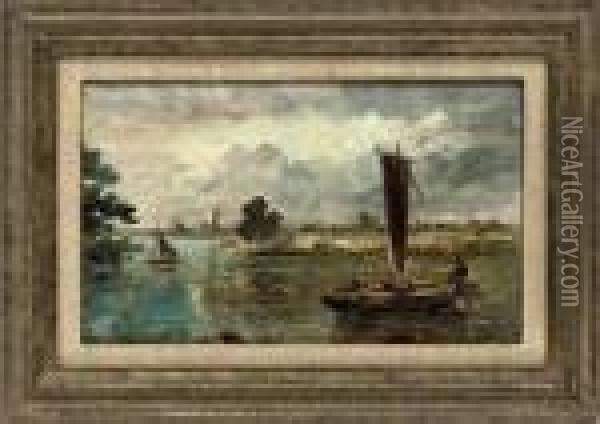 A View Of The River Thames At Greenwich Oil Painting - John Constable