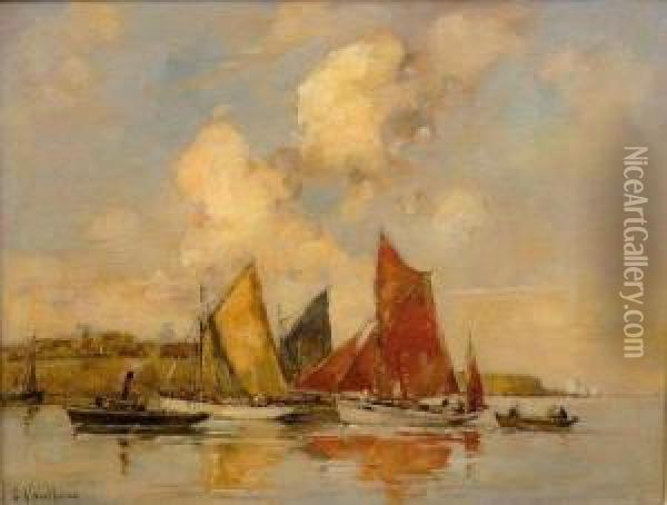 Thoniers A Concarneau Oil Painting - Ernest Vauthrin