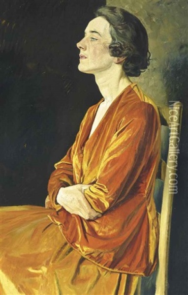 Portrait Of Gladys Calthrop Oil Painting - William (Sir) Rothenstein