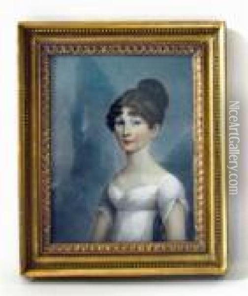 Portrait Of Mrs. Coffin Oil Painting - Felix Thomas Sharples