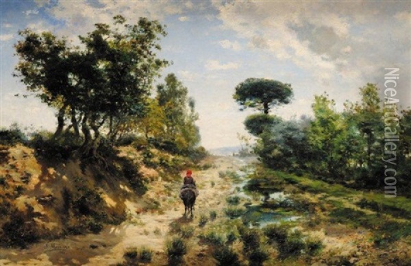 Berger Andalou Sur Le Chemin Du Village Oil Painting - Jose Maria Masriera y Manovens