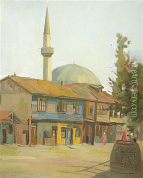 Landscape With Mosque Oil Painting - Constantin Artachino