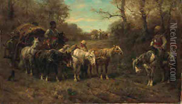 A Halted Caravan Oil Painting - Adolf Schreyer