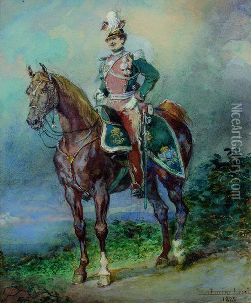 Portrait Equestre Du Duc De La Force Oil Painting - Eugene Louis Lami