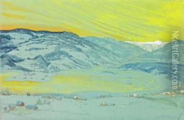 Wintherday At Lillehammer Oil Painting - Carl Johan Forsberg