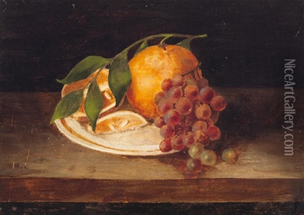 Still Life With Orange And Grapes Oil Painting - Rubens Peale