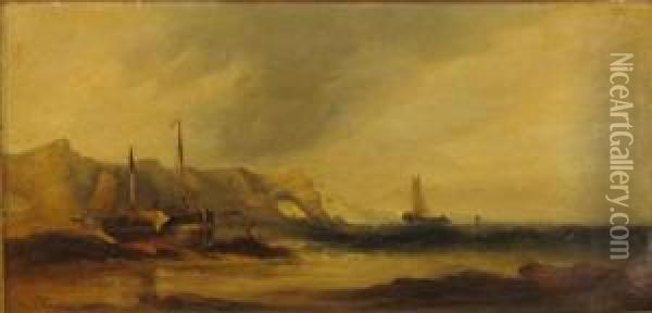 Shipping Off The Coast Oil Painting - George Clarkson Stanfield