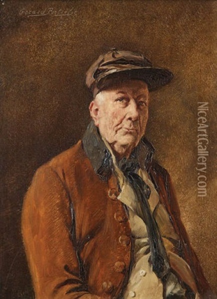 Vieil Homme A La Casquette (chevalier?) Oil Painting - Gerard Jozef Portielje