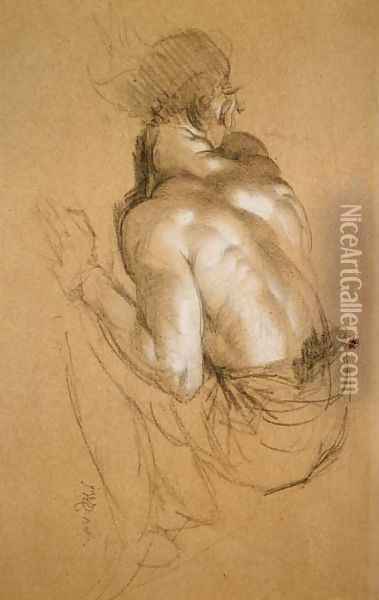 Crouching Man, study for The Triumph of Wellington Oil Painting - James Ward