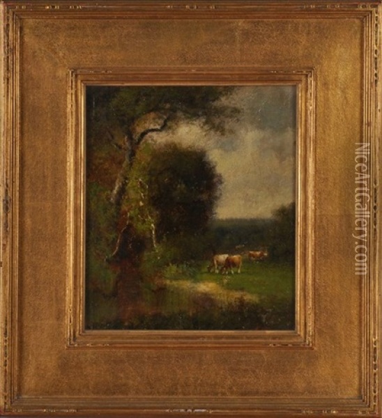 Landscape With Cows Oil Painting - William Howard Hart