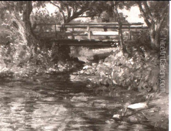 The Wooden Bridge Oil Painting - William Jurian Kaula
