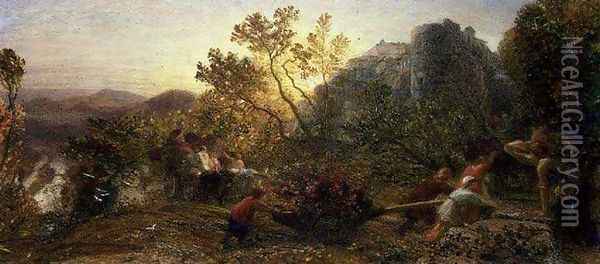 Harvest in the Vineyard Oil Painting - Samuel Palmer