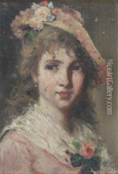 Portrait De Jeune Elegante Oil Painting - Lajos Bruck