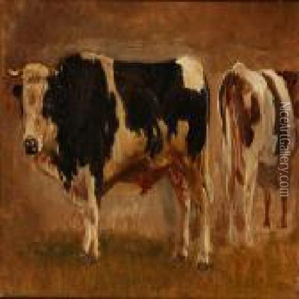 Grazing Bulls Oil Painting - Theodor Philipsen