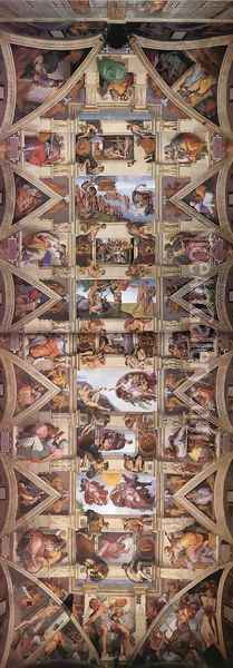 Ceiling of the Sistine Chapel Oil Painting - Michelangelo Buonarroti