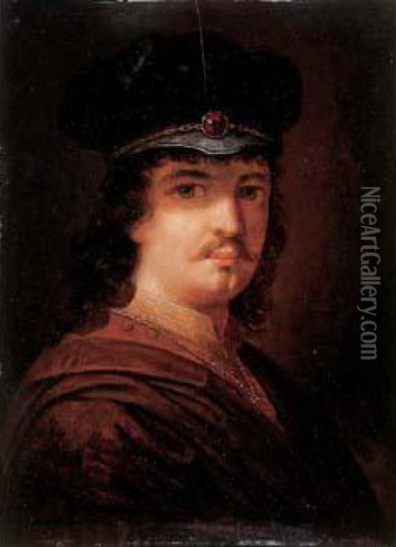 Portrait De Rembrandt Oil Painting - Daniel De Koninck