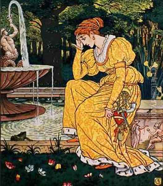 Frog Prince and the Maiden Oil Painting - Walter Crane