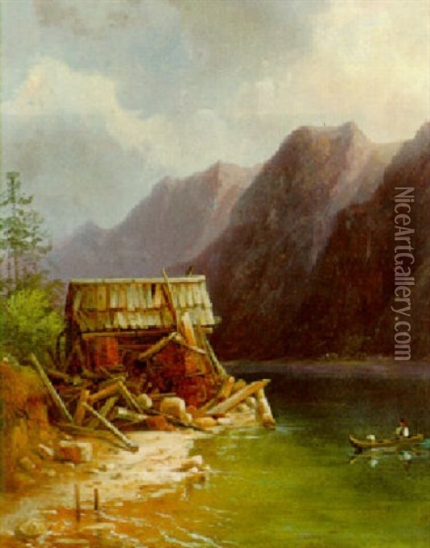 Motiv Vom Hallstattersee Oil Painting - Edmund Mahlknecht