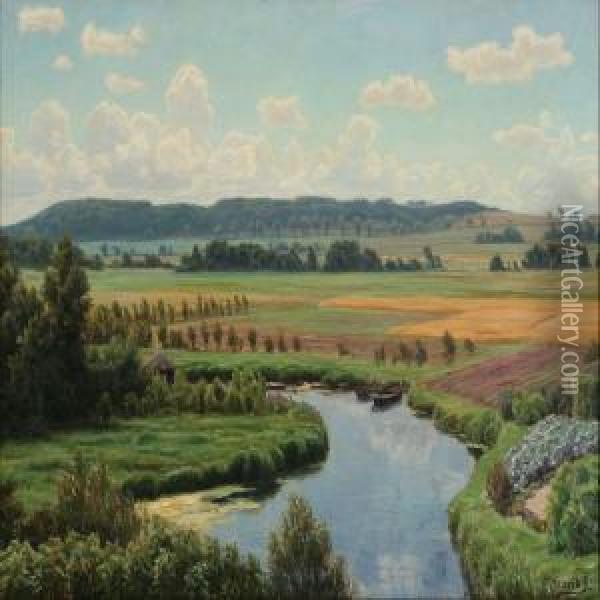 Summer Day At Thesus Stream Oil Painting - Henrik Gamst Jespersen