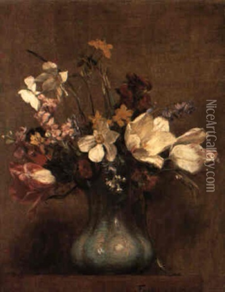Fleurs Variees Oil Painting - Henri Fantin-Latour