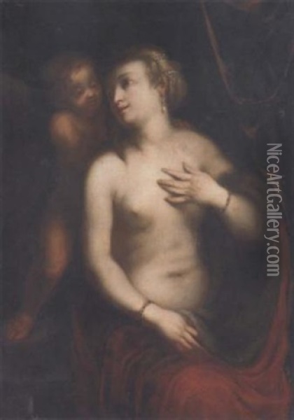 Venus And Cupid Oil Painting - Jacopo Zucchi
