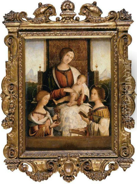 Madonna And Child With Saints Mary Magdalene And Catherine Of Alexandria Oil Painting - Bernardino di Bosio (see ZAGANELLI)