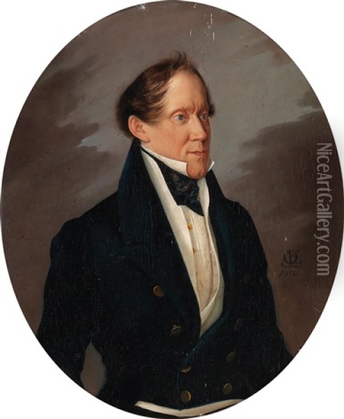 Portrait Of Joseph Ritter Von Neuwirth Oil Painting - Karl Wilhelm Friedrich Oesterley