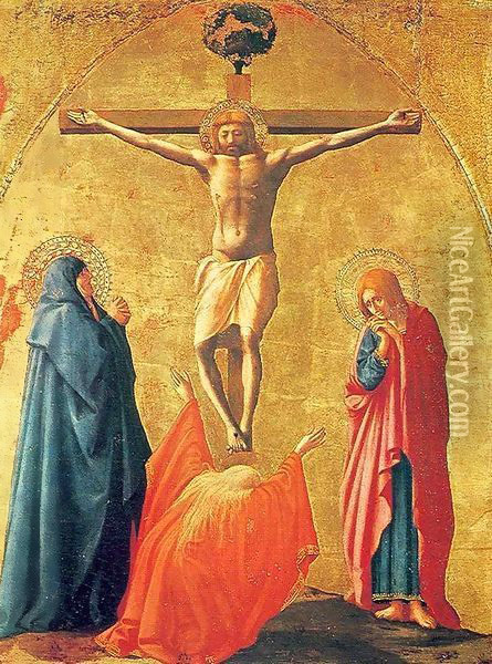 Pisa polyptych Crucifixion Oil Painting - Masaccio (Tommaso di Giovanni)