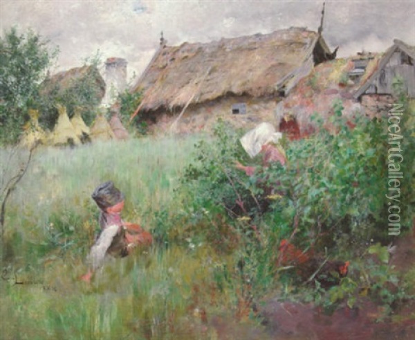 Vid Ryggasstugan Oil Painting - Carl Olof Larsson