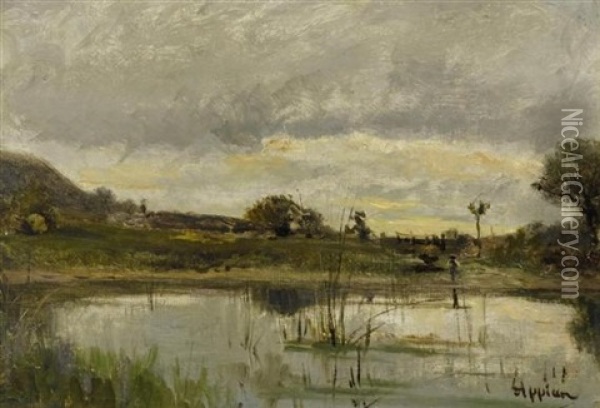 Uferlandschaft Oil Painting - Louis Appian