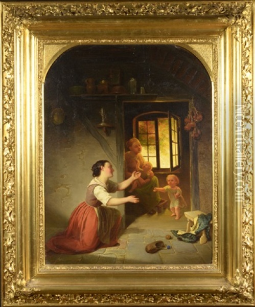Maternal Love Oil Painting - Wilhelm Emil Robert Heck