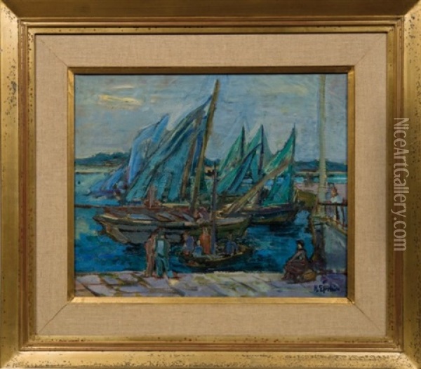 Au Port Oil Painting - Henri Epstein