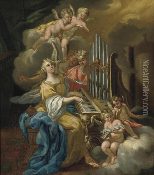 Saint Cecilia Oil Painting - Michele Da Parma (see Rocca)