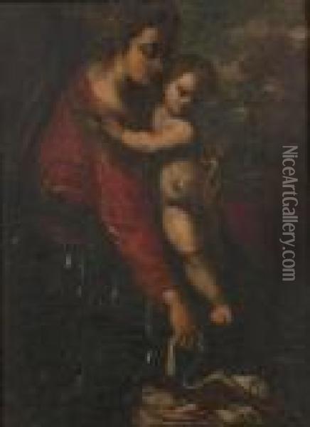 Madonna And Child Oil Painting - Ippolito Scarsella (see Scarsellino)