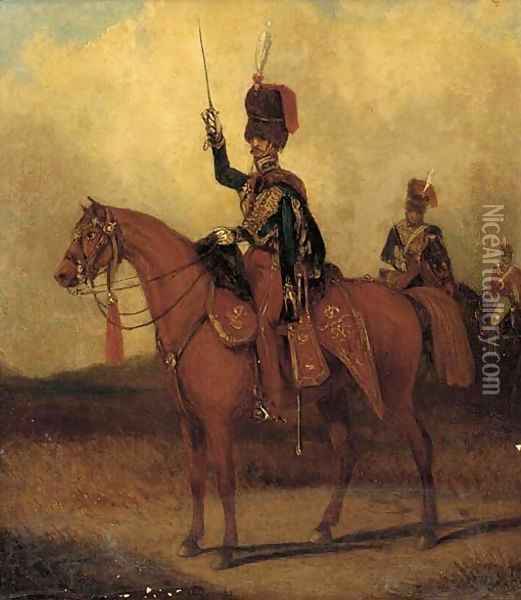 The 11th Prince Albert's Own Hussars, circa 1845 Oil Painting - Henry Martens