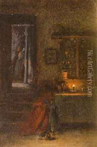 Study of an Interior Oil Painting - Frederick Daniel Hardy