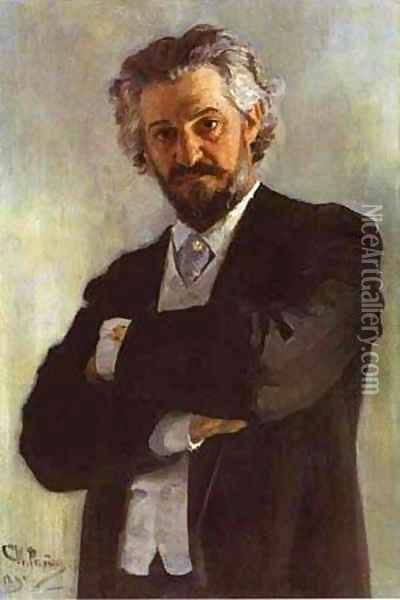 Portrait Of The Chello Player Alexander Verzhbilovich 1895 Oil Painting - Ilya Efimovich Efimovich Repin