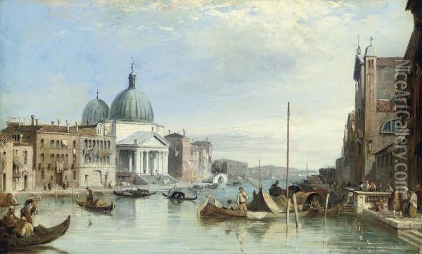 San Simeon Piccolo On The Grand Canal, Venice Oil Painting - Edward Pritchett