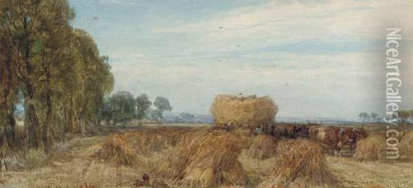 Harvesting In Sussex Oil Painting - Henry Brittan Willis