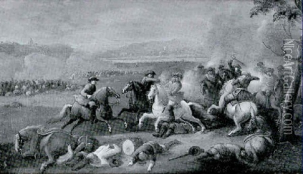 A Cavalry Battle Oil Painting - Pieter Meulener
