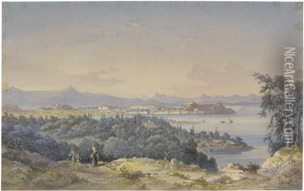 Ansicht Von Korfu Oil Painting - Josef Schranz